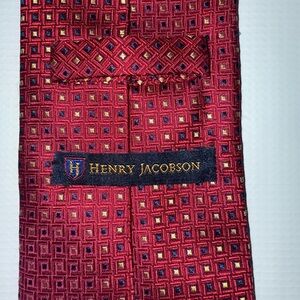 Henry Jacobson Red and Gold Geometric Men's Tie